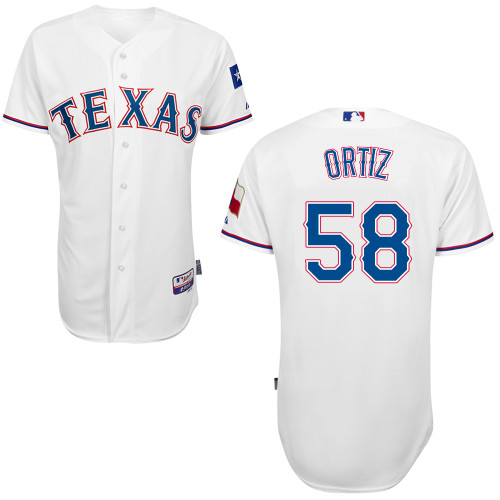 Joseph Ortiz #58 MLB Jersey-Texas Rangers Men's Authentic Home White Cool Base Baseball Jersey
